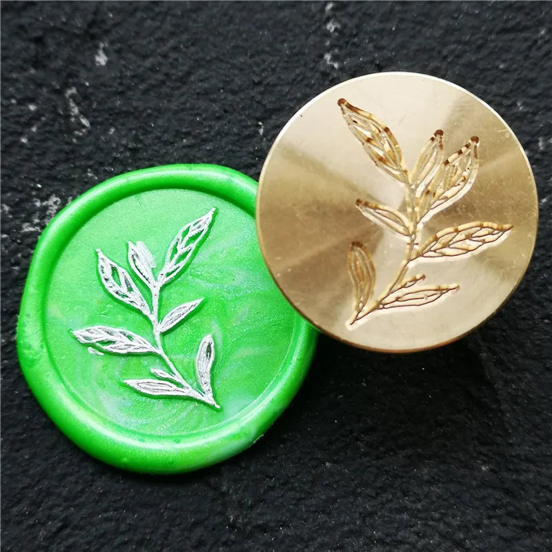 Tampon de cire à cacheter rétro avec motif de plante, fleur et feuille, sceau antique pour scrapbooking, invitations de mariage et décoration, tampon de cire à cacheter.