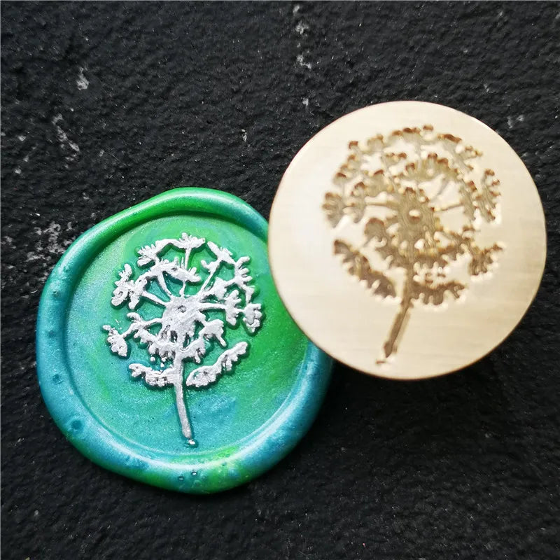 Tampon de cire à cacheter rétro avec motif de plante, fleur et feuille, sceau antique pour scrapbooking, invitations de mariage et décoration, tampon de cire à cacheter.