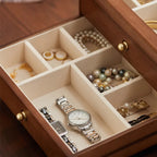 Boîte à bijoux en bois massif de luxe, style rétro, coffret de rangement pour bijoux, présentoir pour colliers, boucles d’oreilles et bracelets, vitrine et organisateur de bijoux
