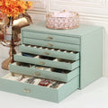 6 Layers PU Leather Jewelry Box Storage Case Display Organizer Ring Necklace Earring Collection for Gifts