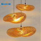 Suspension ZK20 en bambou tressé, diamètre 60/50/40 cm, luminaire LED suspendu pour plafond, en rotin tressé, idéal pour la décoration de la maison et de la chambre.