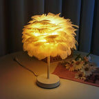 Nordic Decorative Feather Table Lamp Bedroom Bedside Lamp High Sense B & B Creative Ins Girl Heart Feather Lamp Light Luxury