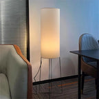 Lampadaire colonne design à LED, style Wabi-Sabi, avec abat-jour en tissu, pour salon, chambre ou bureau, lampe d’ambiance créative pour coin décoratif.
