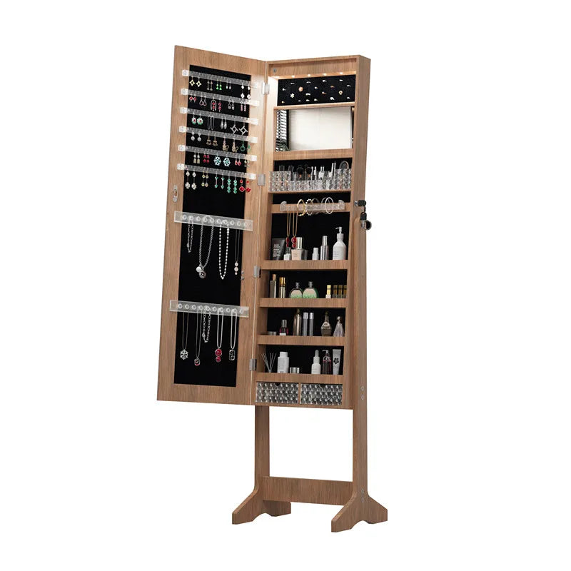 Miroir pleine longueur avec rangement pour bijoux et cosmétiques, armoire miroir du sol au plafond, meuble de rangement avec miroir intégré, idéal pour la maison et la coiffeuse