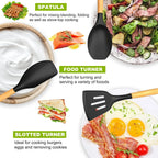 Set de 36 ustensiles de cuisine en silicone avec support