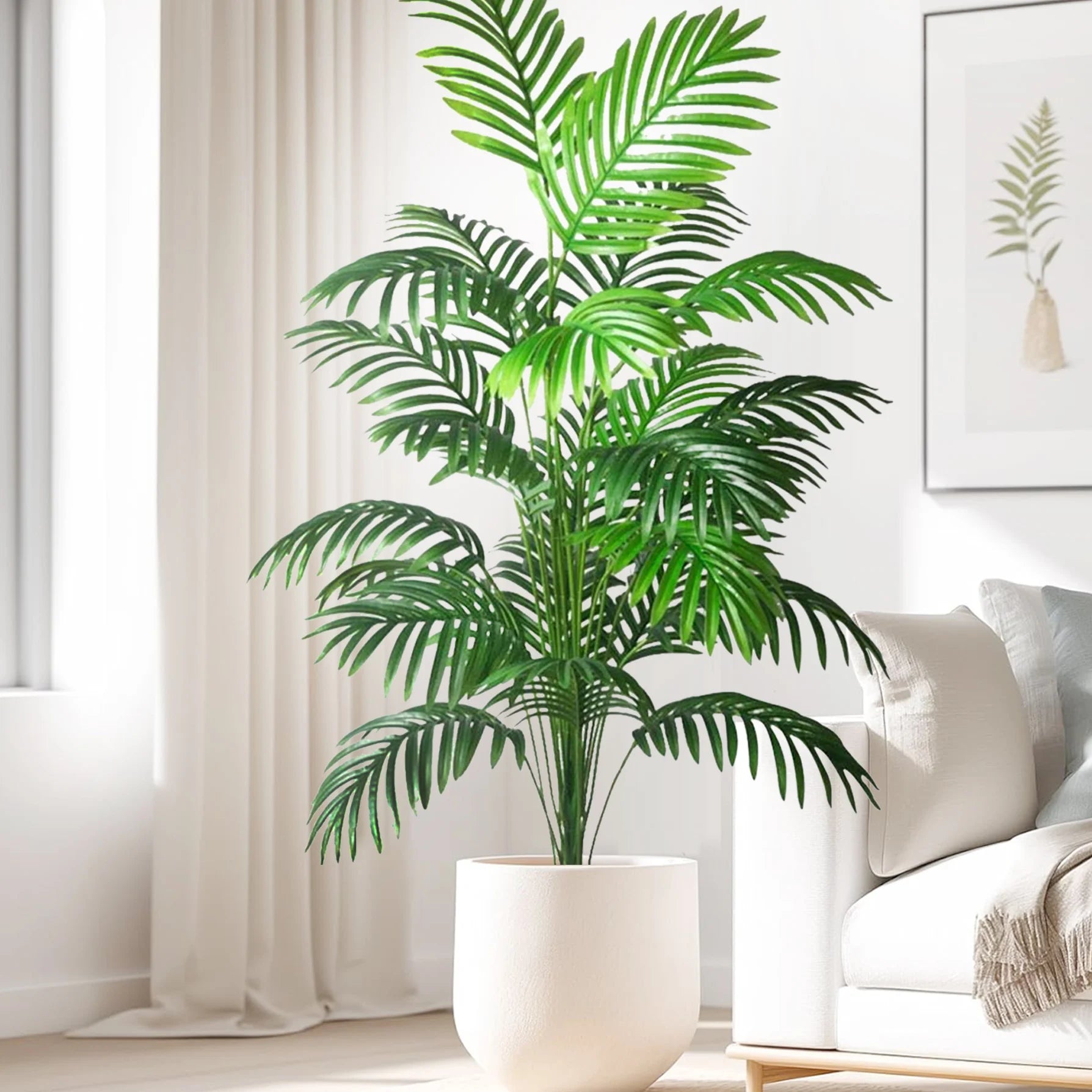 Grand palmier artificiel tropical de 50 à 120 cm, plante artificielle avec feuilles de palmier vertes en plastique, idéale pour la décoration de la maison et du jardin.