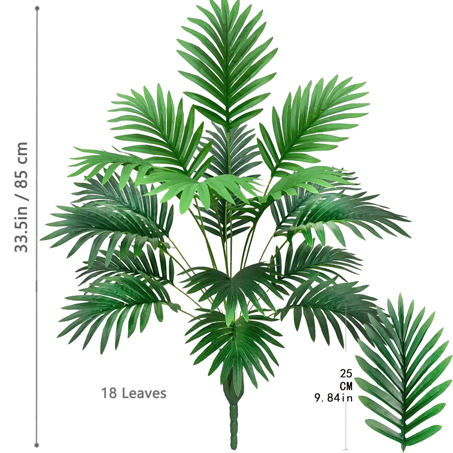 Grand palmier artificiel tropical de 50 à 120 cm, plante artificielle avec feuilles de palmier vertes en plastique, idéale pour la décoration de la maison et du jardin.