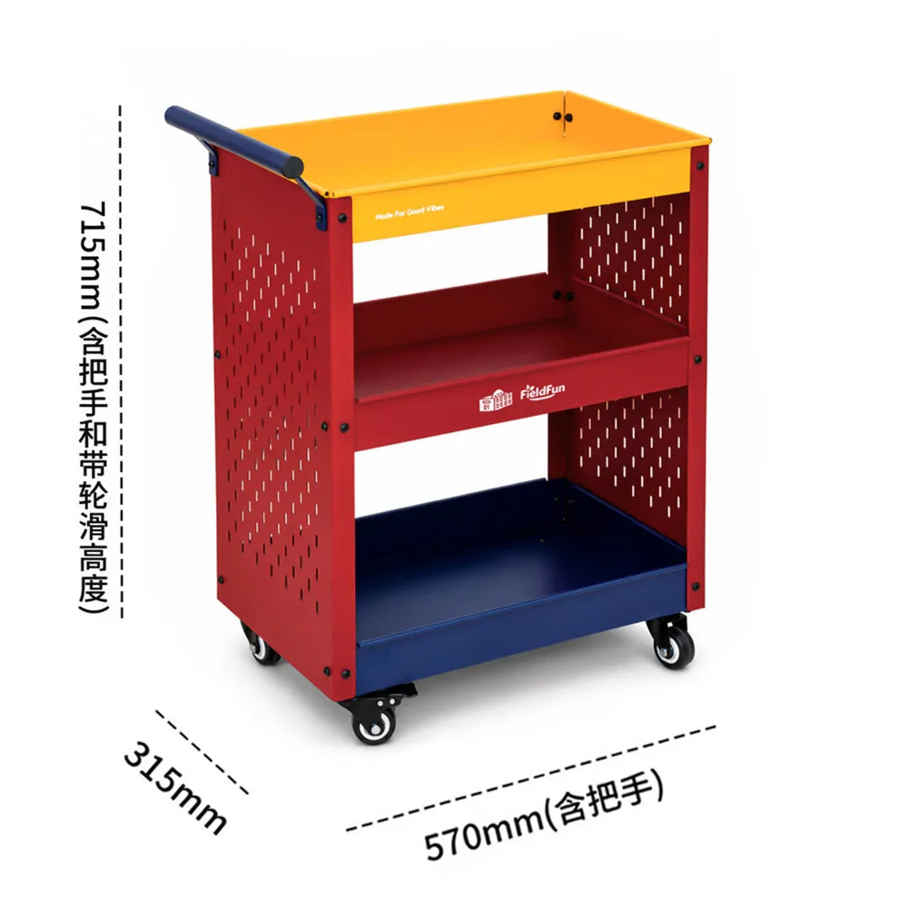 Desserte de rangement mobile avec panneau perforé, chariot roulant multifonctionnel, étagère et organisateur pour livres, collations et rangement à la maison