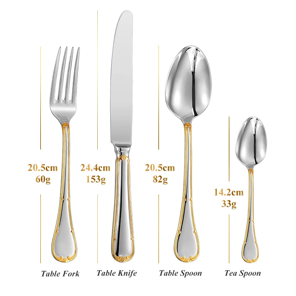 Service de couverts 24 pièces pour 6 personnes, en acier inoxydable 18/10, finition miroir, pour pendaison de crémaillère, restaurant, mariage et fêtes
