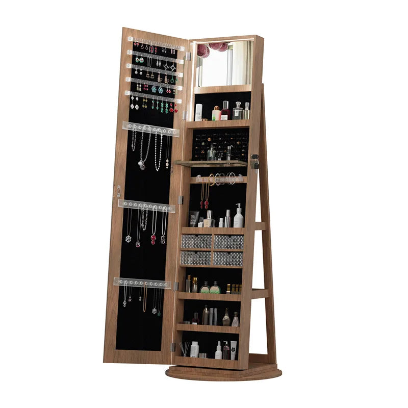 Miroir pleine longueur avec rangement pour bijoux et cosmétiques, armoire miroir du sol au plafond, meuble de rangement avec miroir intégré, idéal pour la maison et la coiffeuse