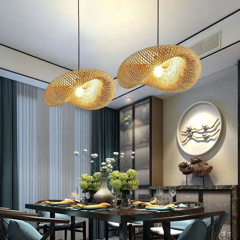 Suspension ZK20 en bambou tressé, diamètre 60/50/40 cm, luminaire LED suspendu pour plafond, en rotin tressé, idéal pour la décoration de la maison et de la chambre.