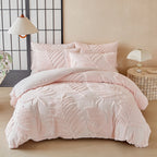 Parure de lit avec housse de couette, tailles Twin, Double, Queen et King, 135 × 200 cm, style nordique, housse de couette avec motif feuilles tufté, linge de lit simple ou double, disponible jusqu’à 240 × 220 cm.