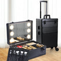 Organisateur 3-en-1 portable et interchangeable en aluminium pour maquillage, avec miroir LED et poignée télescopique – rangement pour accessoires de beauté