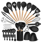 Set de 36 ustensiles de cuisine en silicone avec support