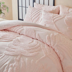 Parure de lit avec housse de couette, tailles Twin, Double, Queen et King, 135 × 200 cm, style nordique, housse de couette avec motif feuilles tufté, linge de lit simple ou double, disponible jusqu’à 240 × 220 cm.