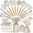 Set de 36 ustensiles de cuisine en silicone avec support