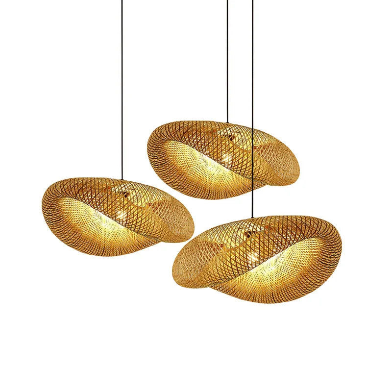 Suspension ZK20 en bambou tressé, diamètre 60/50/40 cm, luminaire LED suspendu pour plafond, en rotin tressé, idéal pour la décoration de la maison et de la chambre.