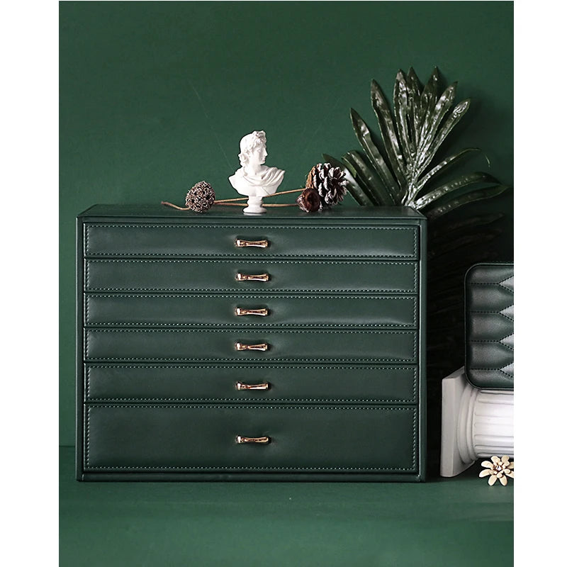 6 Layers PU Leather Jewelry Box Storage Case Display Organizer Ring Necklace Earring Collection for Gifts