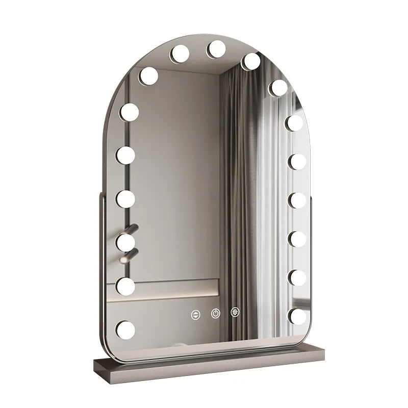 Miroir de maquillage LED avec éclairage, miroir de beauté portable pour salle de bain et chambre, miroir de bureau rechargeable