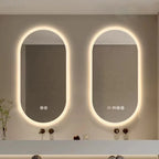 Miroir de salle de bain intelligent ovale avec écran tactile, miroir LED éclairé pour lavabo et maquillage, miroir mural long et petit miroir de courtoisie intelligent.