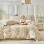 Parure de lit avec housse de couette, tailles Twin, Full, Queen et King, style nordique, avec motif rayures ondulées, disponible en 135 × 200 cm, 200 × 200 cm et jusqu’à 240 × 220 cm.