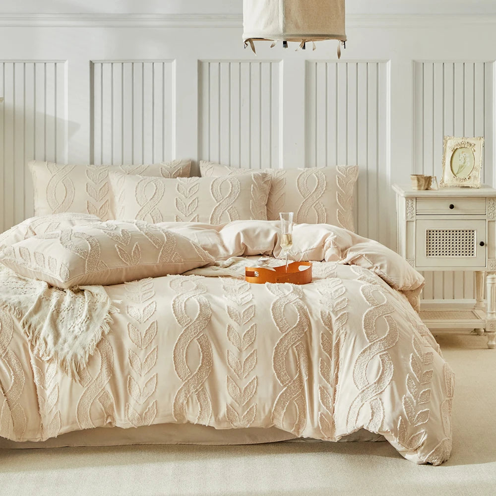 Parure de lit avec housse de couette, tailles Twin, Full, Queen et King, style nordique, avec motif rayures ondulées, disponible en 135 × 200 cm, 200 × 200 cm et jusqu’à 240 × 220 cm.