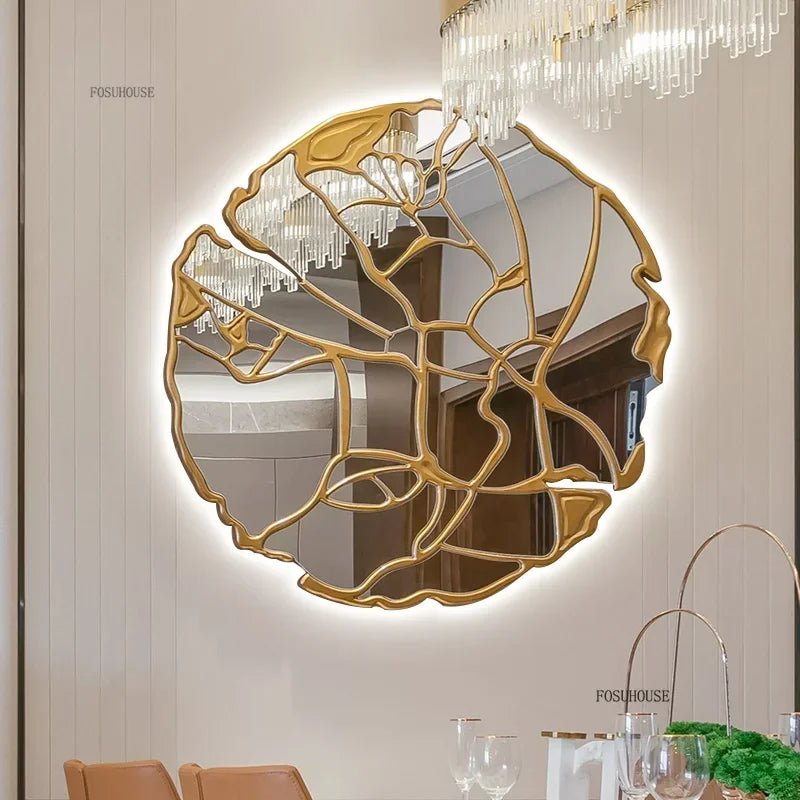 Miroir mural décoratif européen haut de gamme, design irrégulier luxueux, miroir mural pour restaurant, salon et décoration intérieure moderne.