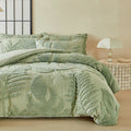 Parure de lit avec housse de couette, tailles Twin, Double, Queen et King, 135 × 200 cm, style nordique, housse de couette avec motif feuilles tufté, linge de lit simple ou double, disponible jusqu’à 240 × 220 cm.