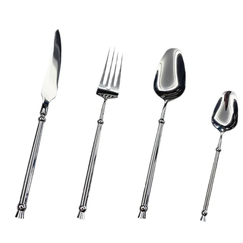 Couverts en acier inoxydable 304 argenté effet miroir, ensemble de couverts au manche torsadé rétro, vaisselle luxueuse pour mariage, hôtel et repas à la maison