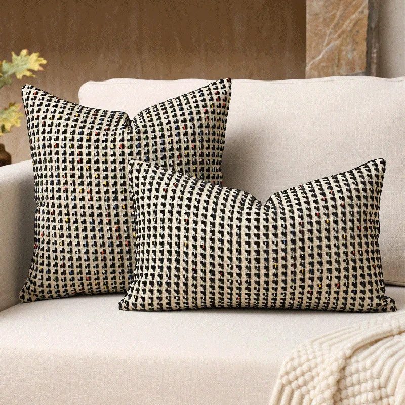 Housses de coussin douces en chenille à rayures, taies d’oreiller décoratives modernes pour canapé, luxueuses et confortables, pour la décoration intérieure, disponibles en plusieurs couleurs.