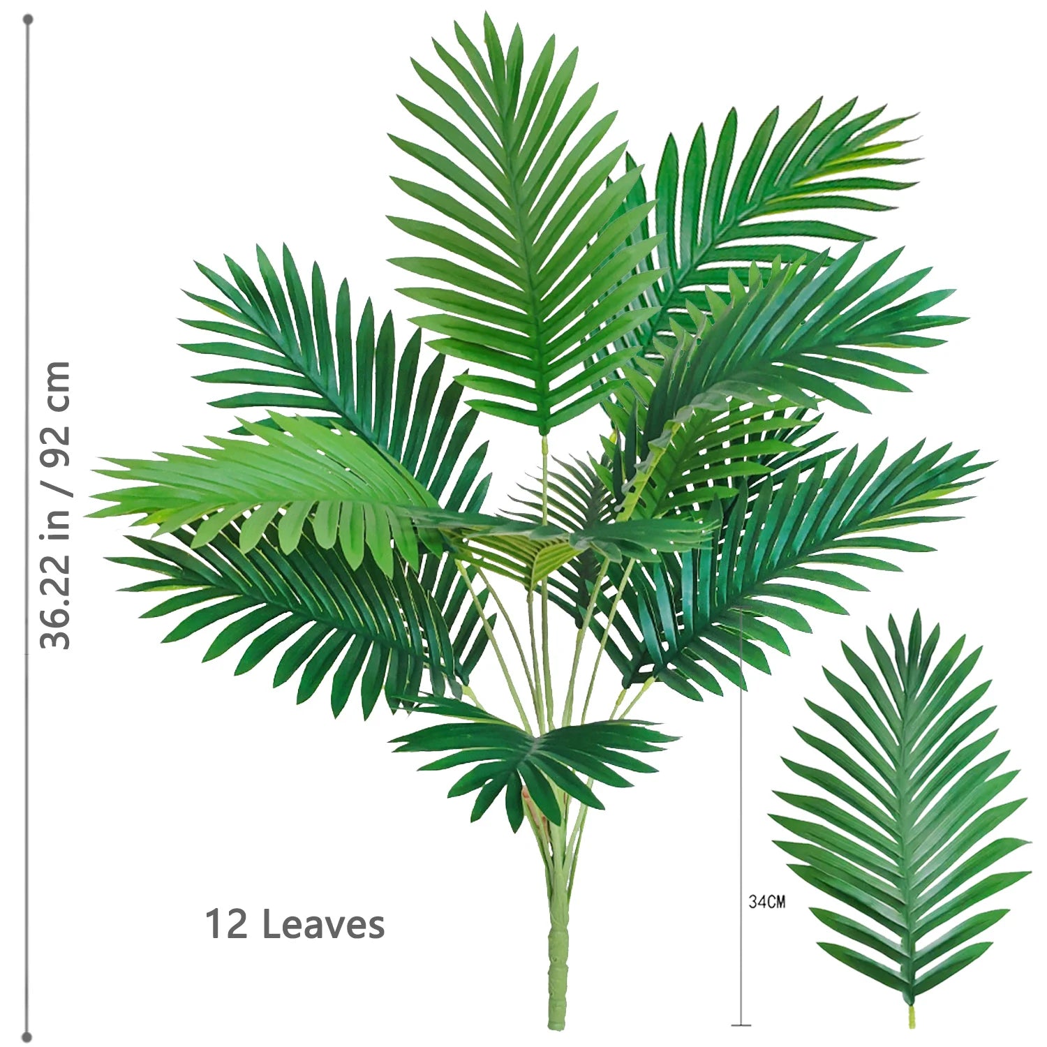 Grand palmier artificiel tropical de 50 à 120 cm, plante artificielle avec feuilles de palmier vertes en plastique, idéale pour la décoration de la maison et du jardin.