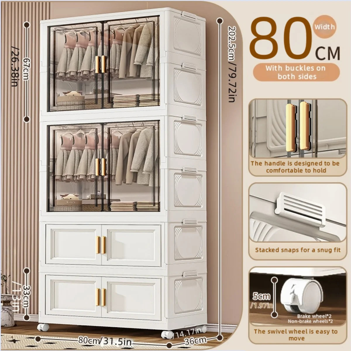 Boîte de rangement pliable en plastique, armoire simple pour chambre et dressing, meuble de rangement pour jouets, sans installation requise.