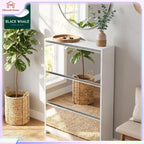 Meuble à chaussures ultra-fin avec miroir et compartiments basculants, rangement mural pour entrée et couloir, organisateur moderne pour la maison.