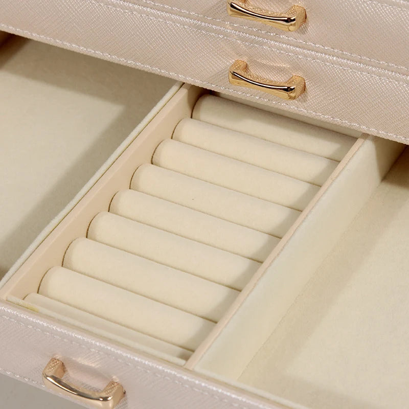 6 Layers PU Leather Jewelry Box Storage Case Display Organizer Ring Necklace Earring Collection for Gifts