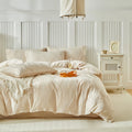 Parure de lit avec housse de couette, tailles Twin, Full, Queen et King, style nordique, avec motif rayures ondulées, disponible en 135 × 200 cm, 200 × 200 cm et jusqu’à 240 × 220 cm.