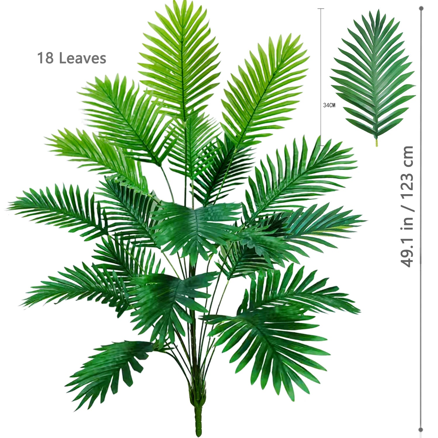 Grand palmier artificiel tropical de 50 à 120 cm, plante artificielle avec feuilles de palmier vertes en plastique, idéale pour la décoration de la maison et du jardin.