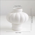 Vase décoratif en céramique en forme de lanterne nordique, style blanc crème, ornement pour salon, salle à manger et décoration de bureau.