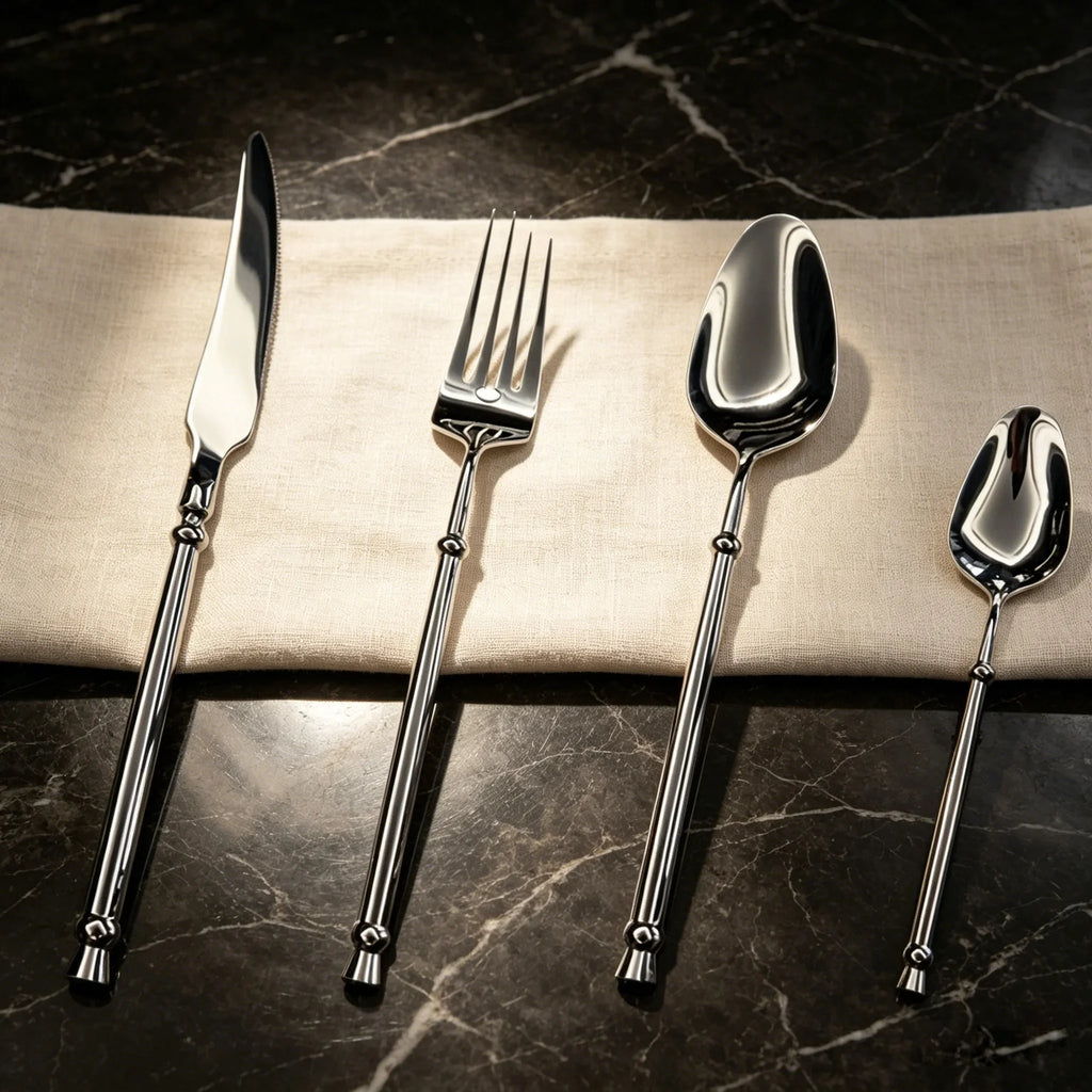 Couverts en acier inoxydable 304 argenté effet miroir, ensemble de couverts au manche torsadé rétro, vaisselle luxueuse pour mariage, hôtel et repas à la maison