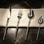 Couverts en acier inoxydable 304 argenté effet miroir, ensemble de couverts au manche torsadé rétro, vaisselle luxueuse pour mariage, hôtel et repas à la maison