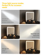 Grand miroir de maquillage LED intelligent de bureau avec éclairage, miroir de coiffeuse de table rotatif avec éclairage pour la maison