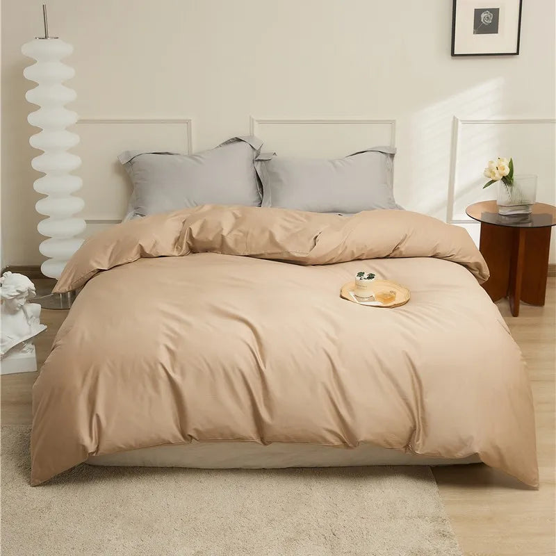 Parure de housse de couette de luxe en coton égyptien à longues fibres 100S, tissage satin, literie douce et respirante, drap-housse haut de gamme vendu à l’unité.