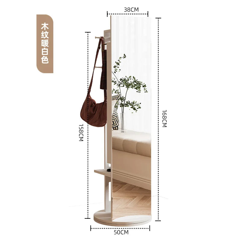 Miroir pleine longueur avec rangement pour bijoux et cosmétiques, armoire miroir du sol au plafond, meuble de rangement avec miroir intégré, idéal pour la maison et la coiffeuse