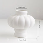 Vase décoratif en céramique en forme de lanterne nordique, style blanc crème, ornement pour salon, salle à manger et décoration de bureau.
