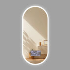 Miroir de salle de bain intelligent ovale avec écran tactile, miroir LED éclairé pour lavabo et maquillage, miroir mural long et petit miroir de courtoisie intelligent.