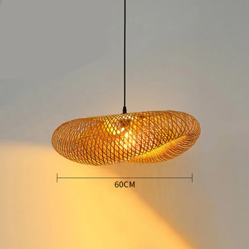 Suspension ZK20 en bambou tressé, diamètre 60/50/40 cm, luminaire LED suspendu pour plafond, en rotin tressé, idéal pour la décoration de la maison et de la chambre.