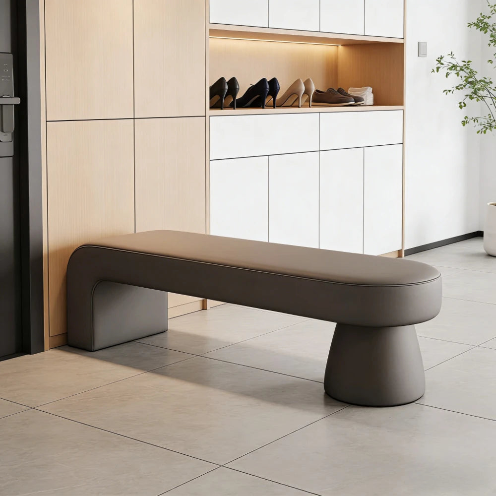 Banc à chaussures nordique rembourré avec rangement, pouf coffre avec assise matelassée longue, meuble pour entrée, couloir, chambre ou vestiaire.