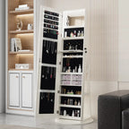 Miroir pleine longueur avec rangement pour bijoux et cosmétiques, armoire miroir du sol au plafond, meuble de rangement avec miroir intégré, idéal pour la maison et la coiffeuse