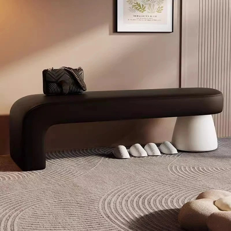 Banc à chaussures nordique rembourré avec rangement, pouf coffre avec assise matelassée longue, meuble pour entrée, couloir, chambre ou vestiaire.