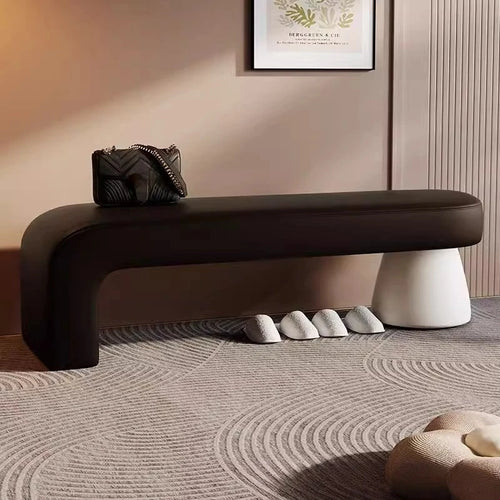 Banc à chaussures nordique rembourré avec rangement, pouf coffre avec assise matelassée longue, meuble pour entrée, couloir, chambre ou vestiaire.