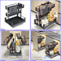 Panier de rangement métallique coulissant à 2 niveaux, organisateur sous évier pour cuisine et garde-manger, rangement pour condiments, épices, ustensiles et accessoires de cuisine